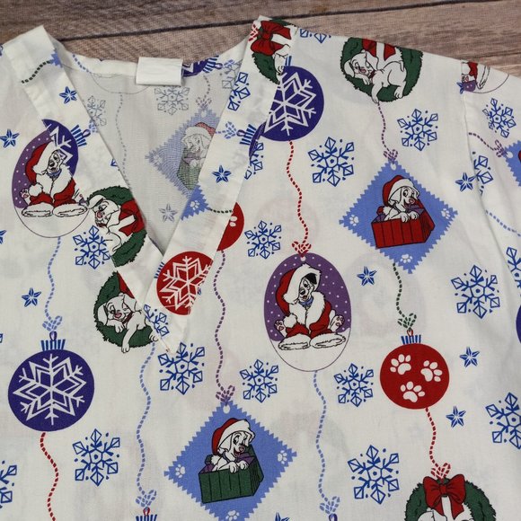 Disney 101 Dalmatians XS Christmas Scrub Top - Picture 1 of 7
